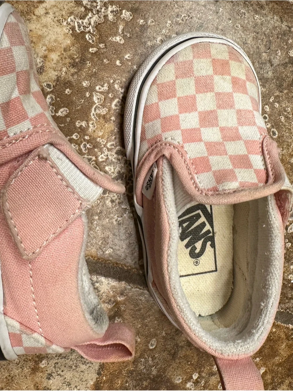 Vans Kids Slip-On Checkerboard Sneakers - Pink & White